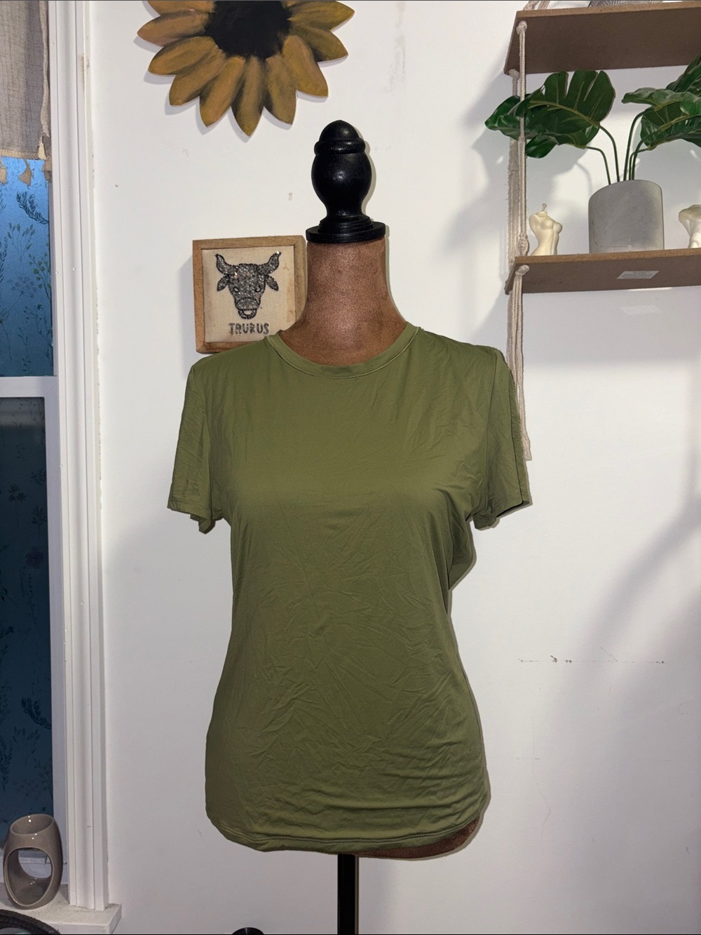PINK Victoria's Secret Olive Green Short Sleeve Crew Tee